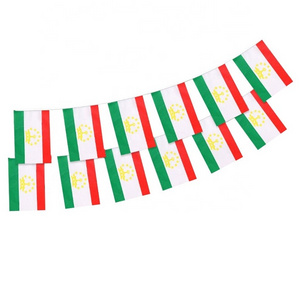 Promotional polyester material 14*21 Tajikistan string flag Tajikistan hanging flags decorated bunting flag custom