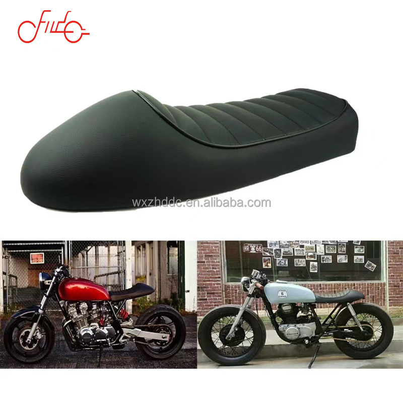 Wholesale High Quality Black Motorcycle Cafe Racer Seat Custom Vintage Hump Saddle Flat pan Retro Seat  For CB400 CL200 XJ650