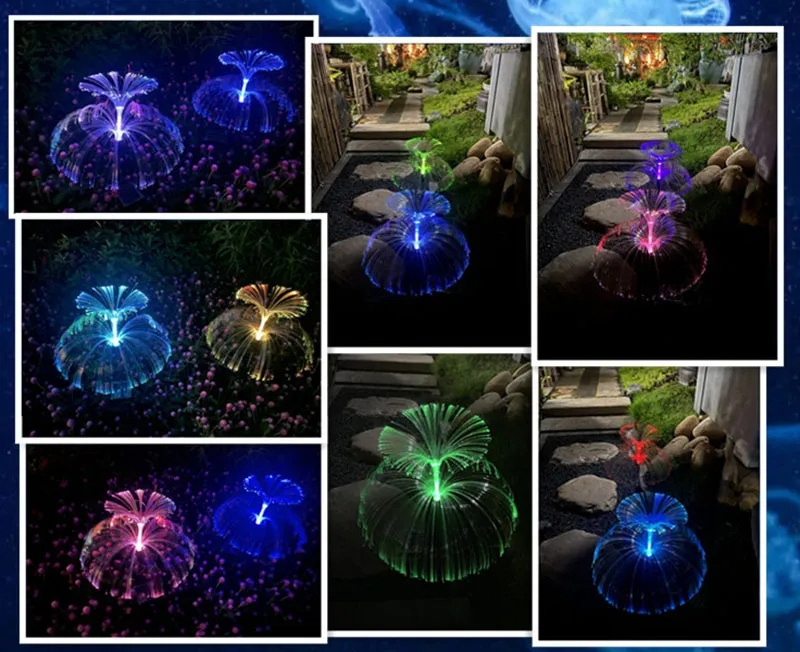 Solar LED Holiday Decoration Light Outdoor IP65 Waterproof Lawn Ground Plug Light Solar Jellyfish Patio Garden Atmosphere Lights