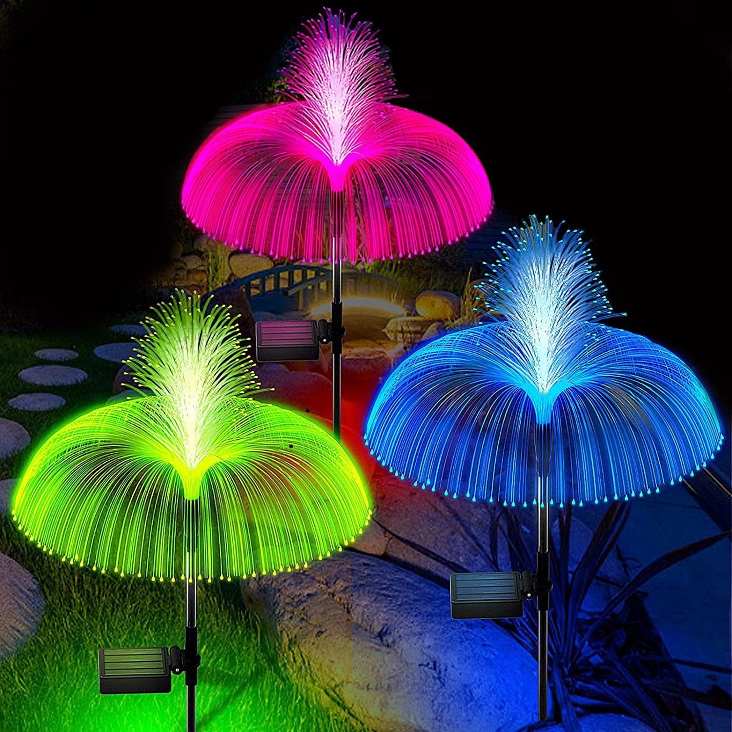 Solar LED Holiday Decoration Light Outdoor IP65 Waterproof Lawn Ground Plug Light Solar Jellyfish Patio Garden Atmosphere Lights