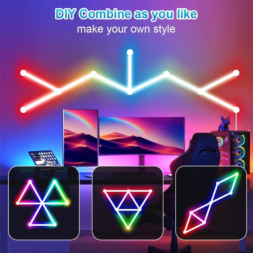 DIY Wall RGB Smart Splicing Glide Lighting Music Sync Bar Home Decor LED Light 9 Segmen for Gaming Streaming Smart Home Lights