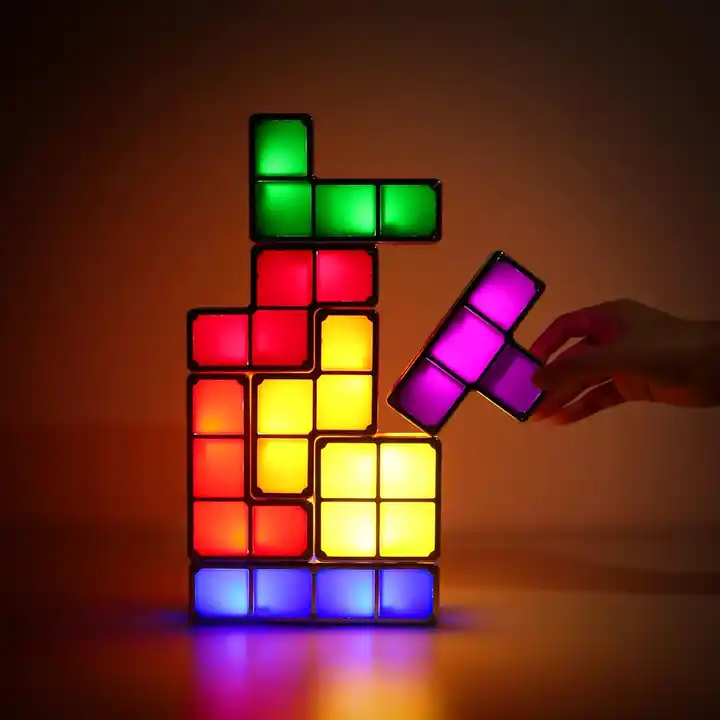 DIY 3D Stackable Puzzles LED Night Light Glow Magic Blocks In The Dark Interlocking Christmas Desk Lamp Party Decoration