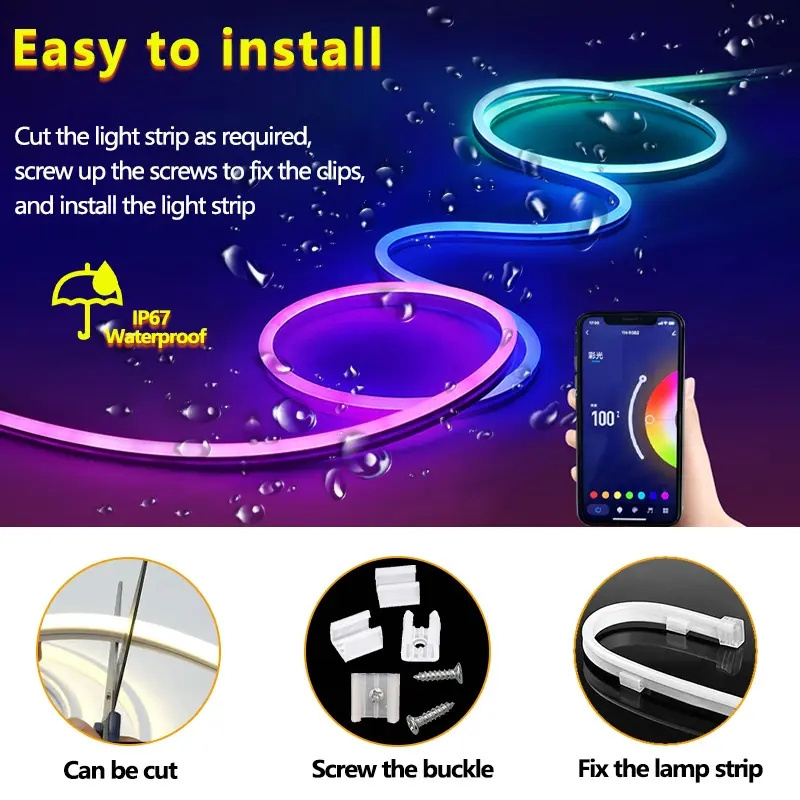 RGBIC Smart 10M 5M Digital Flex Strip Light Tape Kit 8X17MM luces tiras luz 12V 24V Silicone RGB Flexible LED Neon Rope Lights