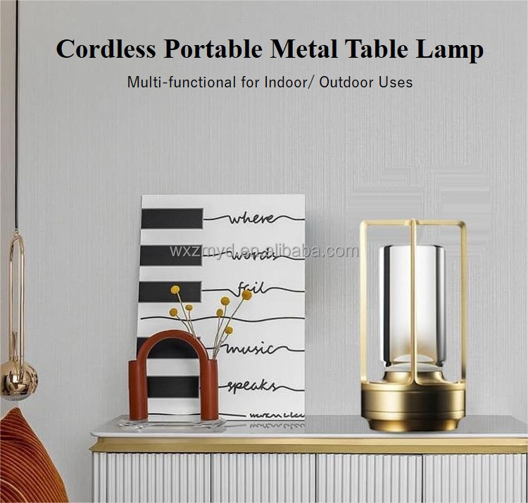 LED Aluminum Table Lamp Rechargeable Portable Touch Indoor Lighting Night Light Bedroom Bedside Restaurant Decorative Desk lamps