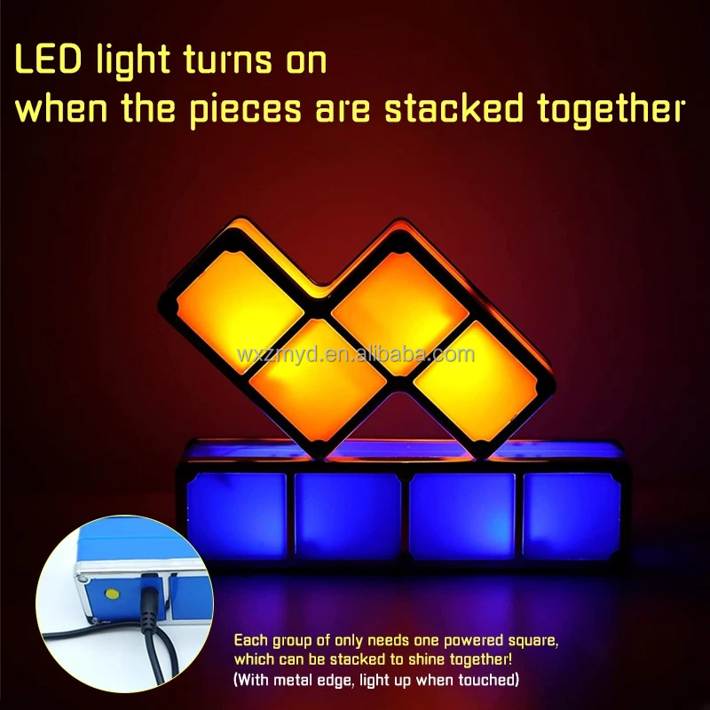 DIY 3D Stackable Puzzles LED Night Light Glow Magic Blocks In The Dark Interlocking Christmas Desk Lamp Party Decoration