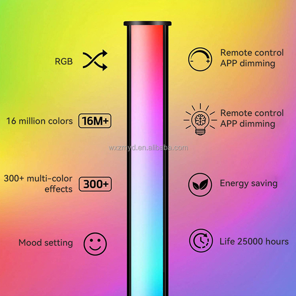 New Design Modern Decorative 150cm Remote Control LED Ambient Light RGB Tripod Corner Floor Lamp For Living Room