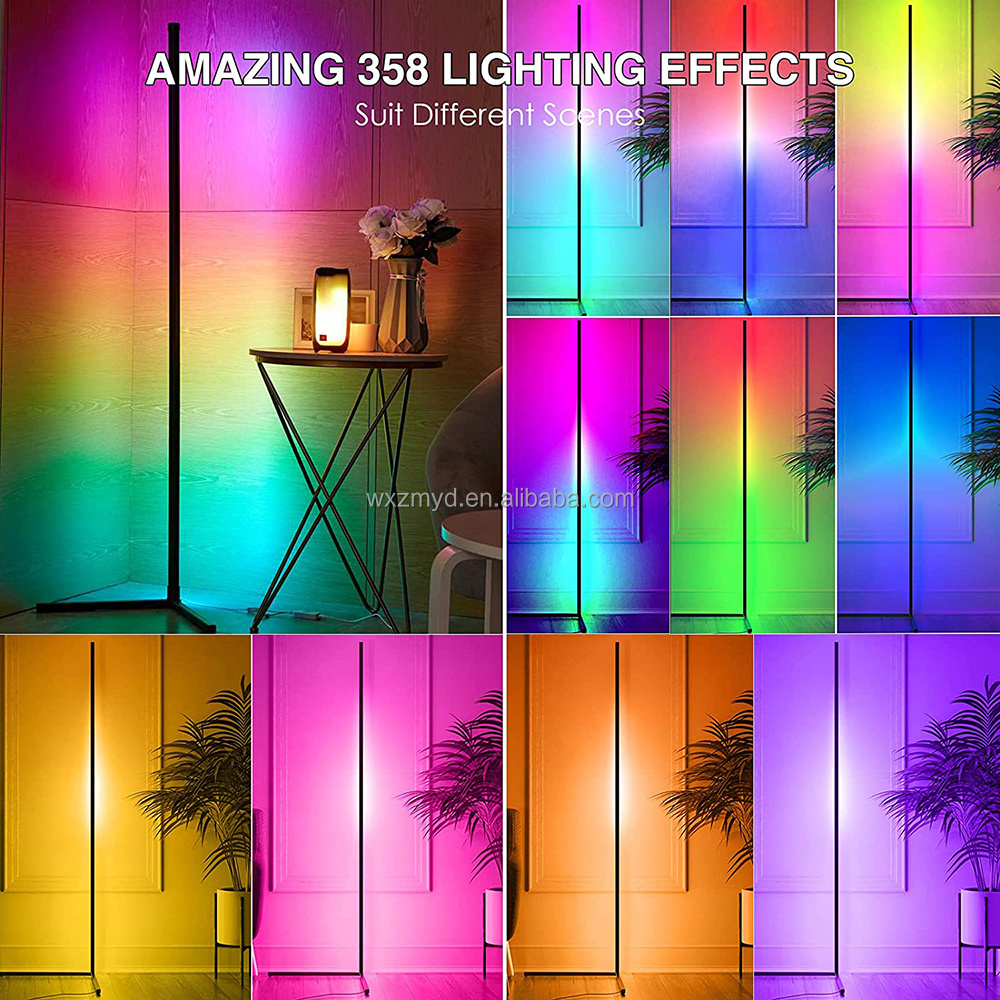 New Design Modern Decorative 150cm Remote Control LED Ambient Light RGB Tripod Corner Floor Lamp For Living Room