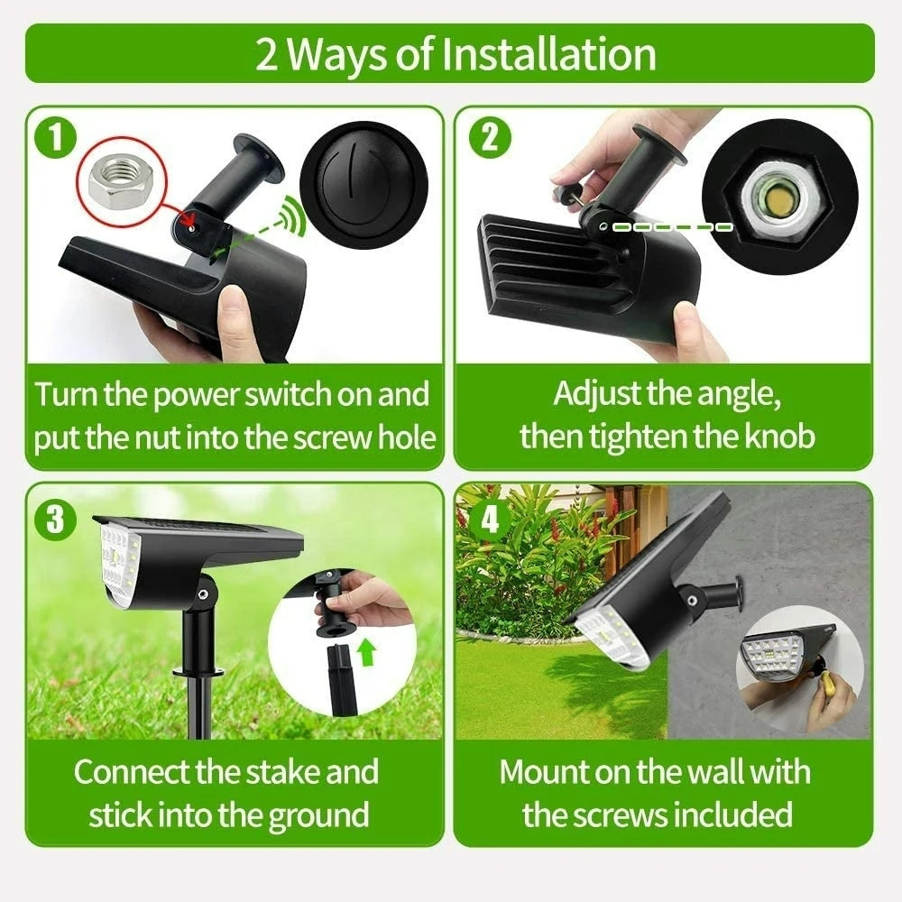 Motion Sensor Landscape Spotlight Solar Wall Lights IP65 Waterproof 3 Modes Outdoor LED Solar Light for Garden Yard Path Patio