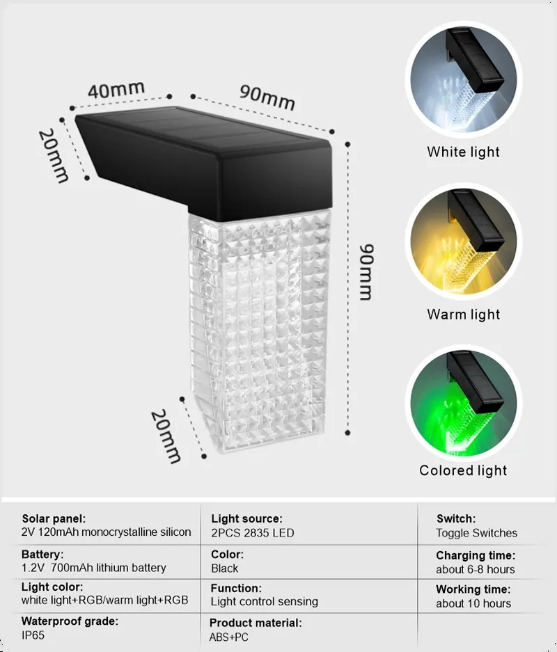 Modern Design Solar Outdoor Lights Led Gate Landscape Lighting for Lawn Garden Villa yard RGB Warm White Outdoor Solar Light