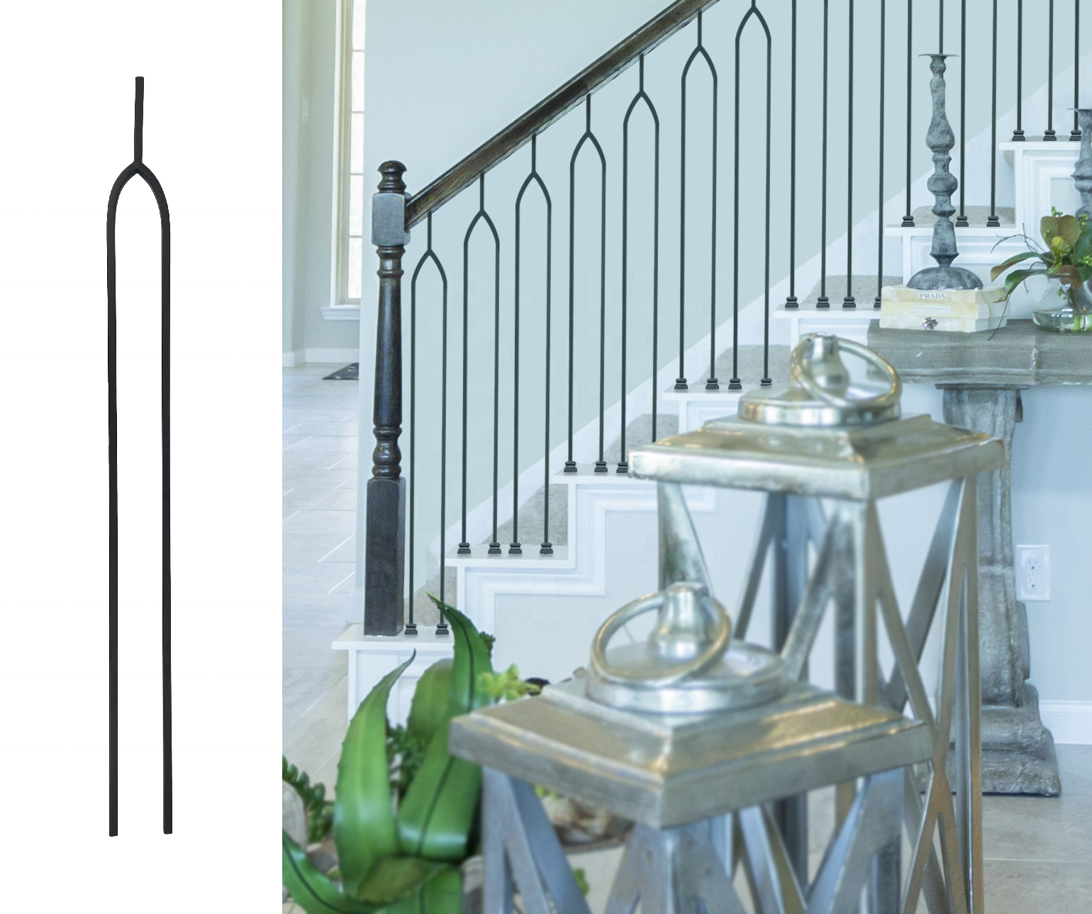 Modern Indoor Wrought Iron baluster wrought iron stair railing baluster Decorative stair Railings