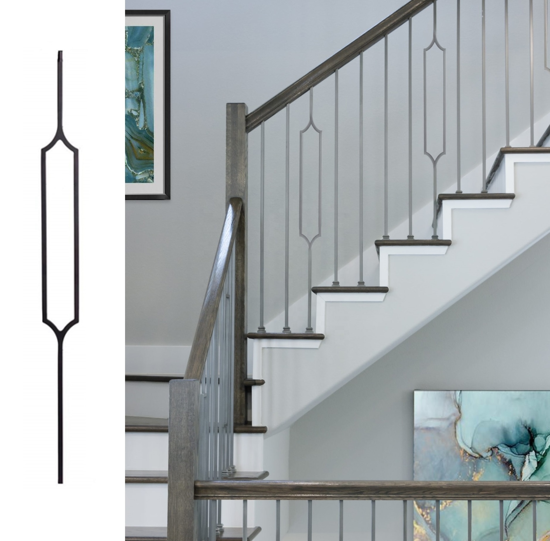 Modern Indoor Wrought Iron baluster wrought iron stair railing baluster Decorative stair Railings