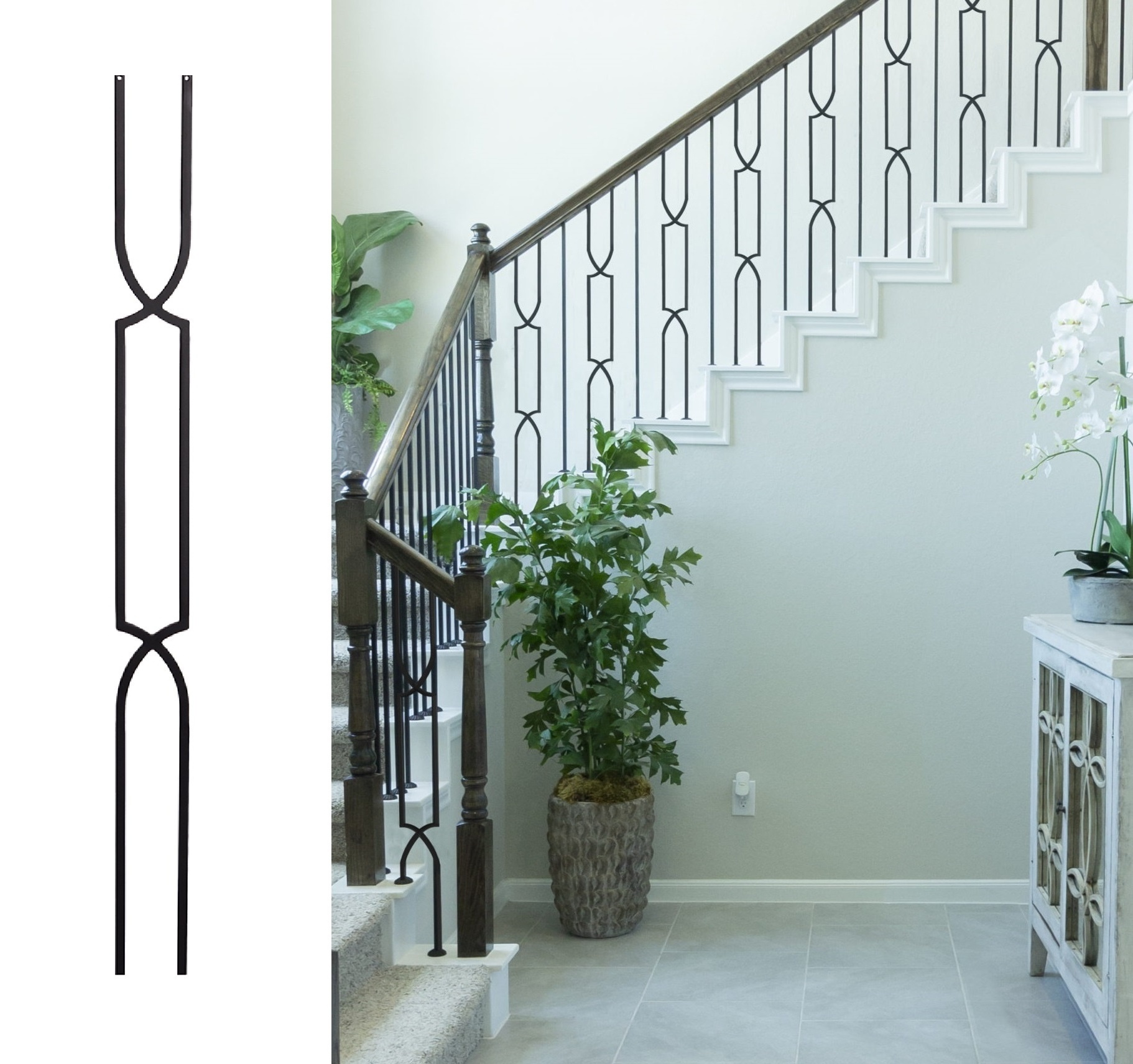 Modern Indoor Wrought Iron baluster wrought iron stair railing baluster Decorative stair Railings