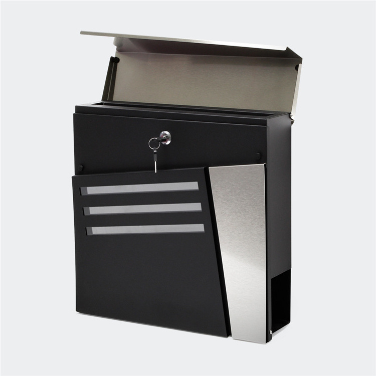 AL068 steel letter box outdoor stainless steel panel mailbox with stainless steel section