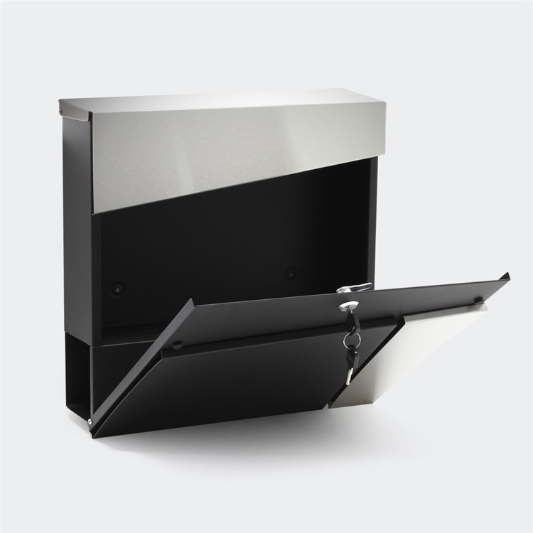 AL068 steel letter box outdoor stainless steel panel mailbox with stainless steel section