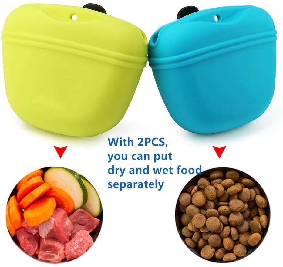 Silicone Dog Treat Training Pouch Carry Cat Dog Food Bag Easy To Clean BPA FREE Pet Feeding Travel Bag