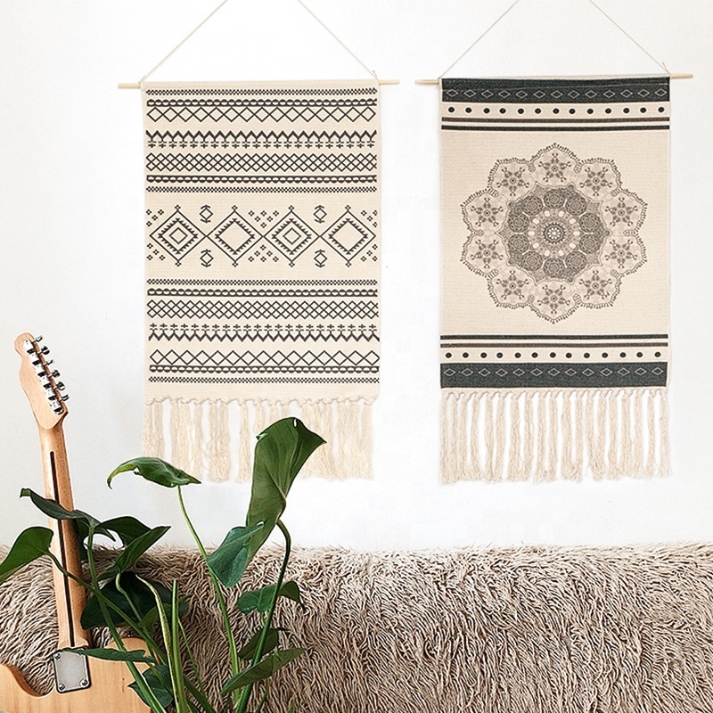 Hand woven wall hanging decoration bohemian style tapestry wall cloth hanging painting Northern European cover hanging cloth