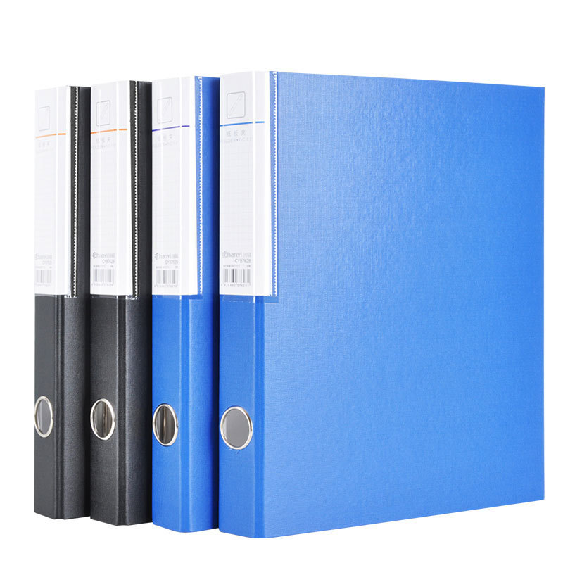 Custom 2 Hole Ring Binder Cardboard Clip File Folder A4 Paper Classic Black Blue File Folder