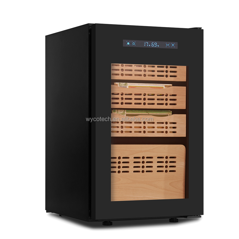 H650*D500*W390mm Table Top Small Electric cigar humidor with Spain Cedar Wood Cigar Drawers Shelf Control Cigar Humidor Cabinet