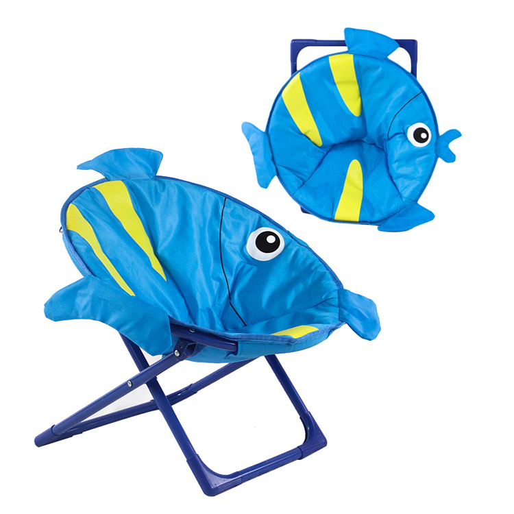 Custom logo Lightweight folding solid small student beach chair lovely fish child chair