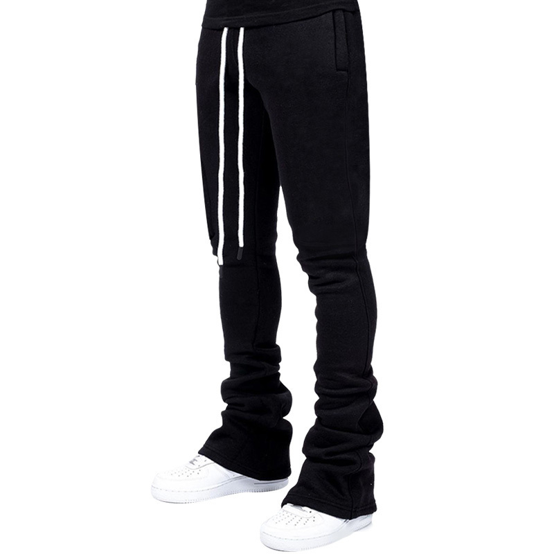 Manufacturer Custom Men's Flare Stacked Sweat Pants Heavy Cotton French Terry Oversized baggy Wide Leg Jogger Sweatpants for Men