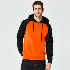 Wholesale Custom Logo Color Blocked Men Hoodies Printed Plain Two Color Combination Raglan Sleeve Fleece Hoodies in Bulk