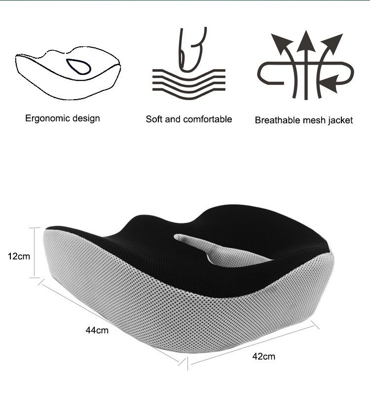 Popular Coccyx Adult Booster Cushion Memory Foam Chair Seat Cushion With Anti-slip Bottom