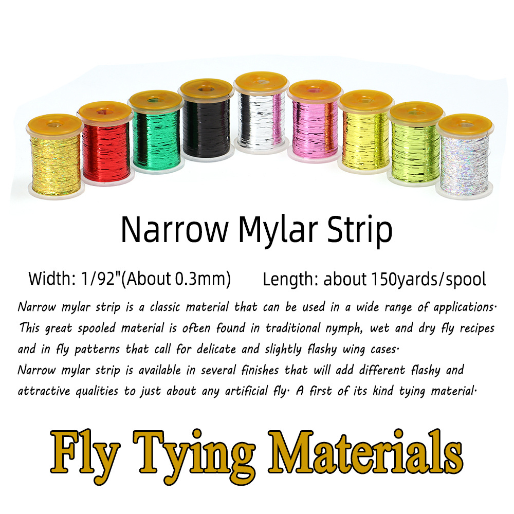 150yards/Spool Narrow Mylar Strip Holographic Flash Tinsel Nymph Bodies Ribbing Wet Dry Streamer Fly Tying Materials