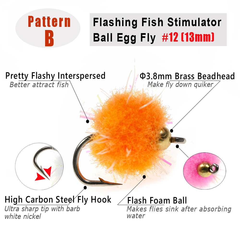 Brass Bead Milking Egg Fly Glo Bug Salmon Egg Fly Fish Roe Wet Flies Fast Sinking Trout Fishing Lures Bait Orange