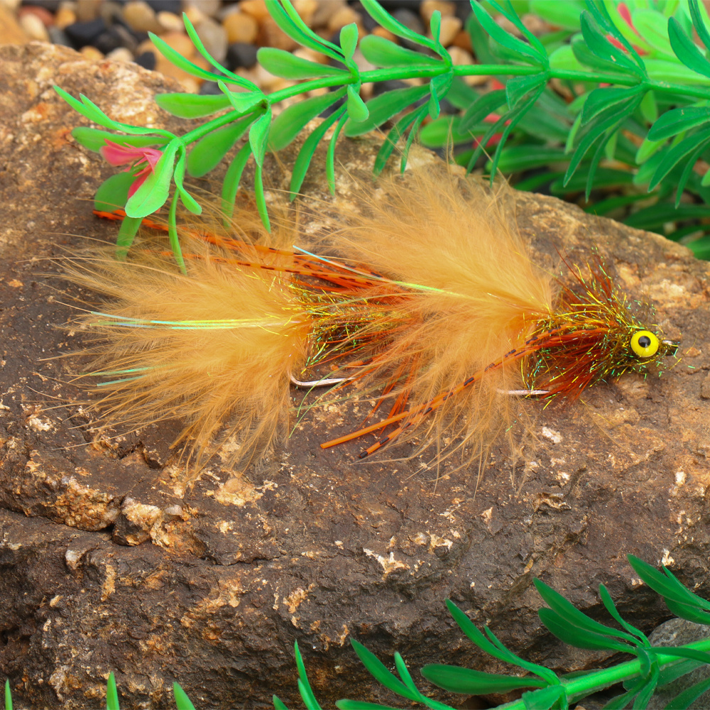 Flash and Rubber Leg Fly Fishing Articulated Circus Peanut Streamer Flies for Trout Bass Shad, Minnows, Saltwater Fishing Flies