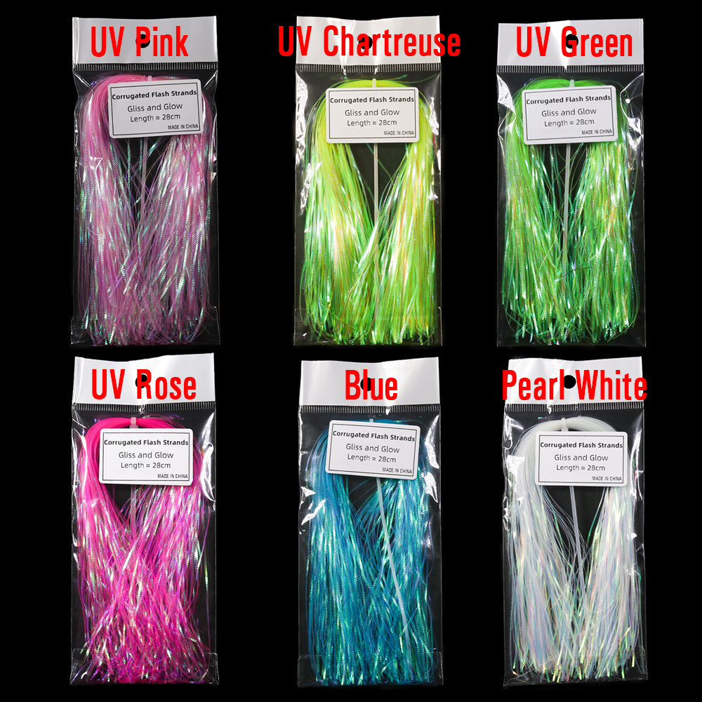 Rainbow Fish Skin Corrugated Flash Strands Gliss Glow Flash Iridescent Flashbou Synthetic Fly Tying Materials