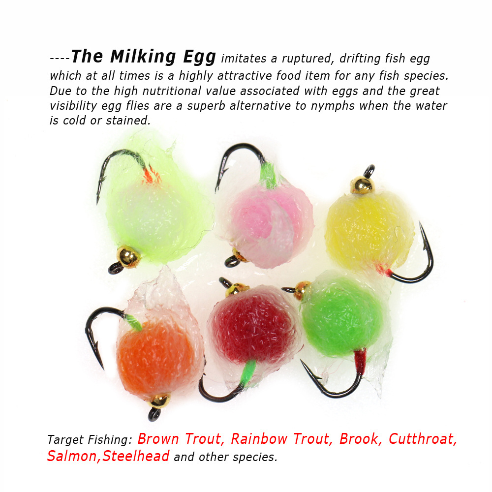 Brass Bead Milking Egg Fly Glo Bug Salmon Egg Fly Fish Roe Wet Flies Fast Sinking Trout Fishing Lures Bait Orange