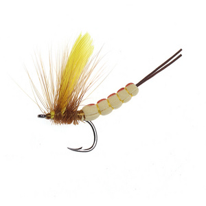 #8 #10 Yellow Drake Feather Wing Mayfly Barbed and Barbless Dry Fly Rocky River Bass Trout Fishing Flies Bait Lure