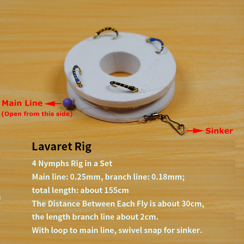 Customized Nymph Lavaret Rig Cod / Whiting / Perch Live Bait Fish Sabiki Fishing Rigs Hegen #14 and Multi Type Available