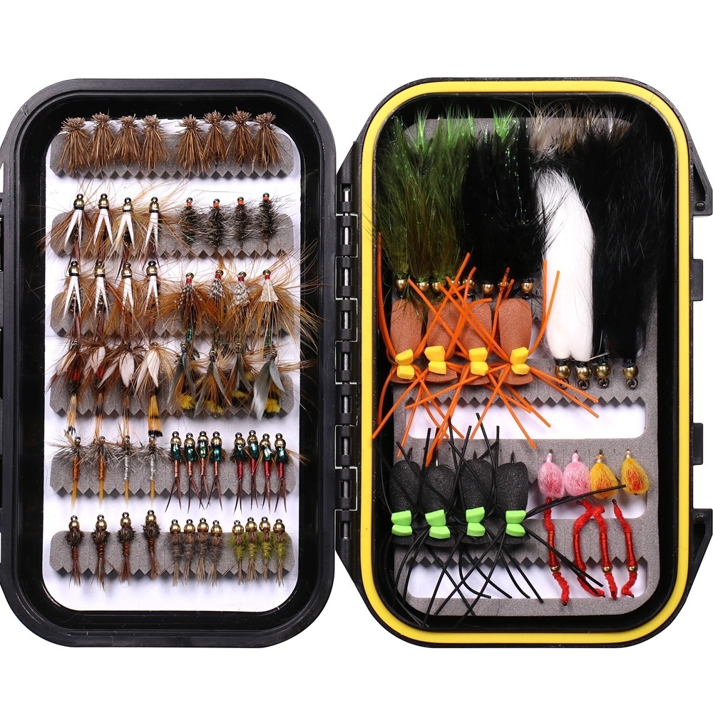 Wholesale 28/64/92/120 PCS/box Fishing Flies Artificial Bait For Fly Fishing Lures - Dry Wet Nymph Streamer Fishing Fly Starters