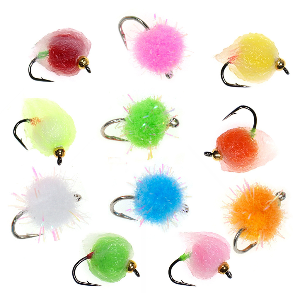 Brass Bead Milking Egg Fly Glo Bug Salmon Egg Fly Fish Roe Wet Flies Fast Sinking Trout Fishing Lures Bait Orange