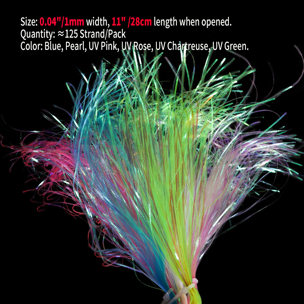 Rainbow Fish Skin Corrugated Flash Strands Gliss Glow Flash Iridescent Flashbou Synthetic Fly Tying Materials