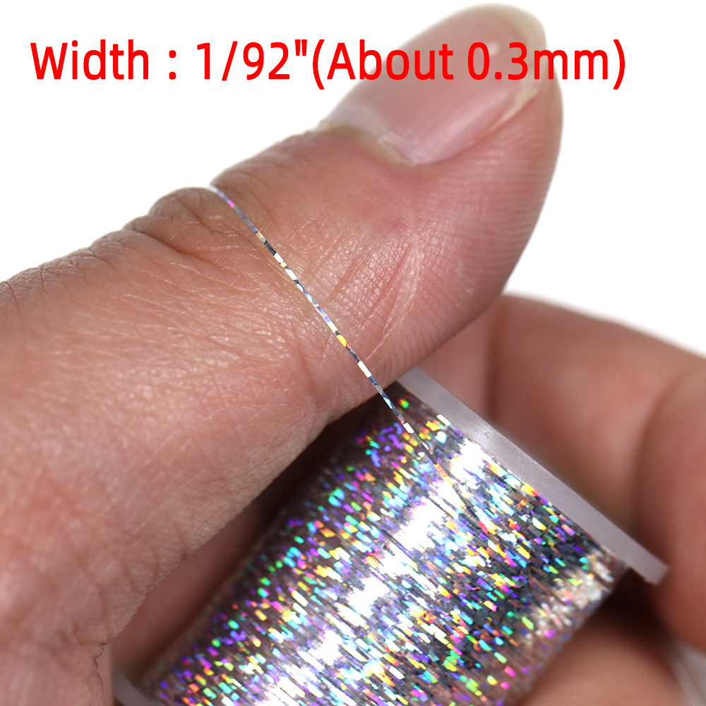 150yards/Spool Narrow Mylar Strip Holographic Flash Tinsel Nymph Bodies Ribbing Wet Dry Streamer Fly Tying Materials