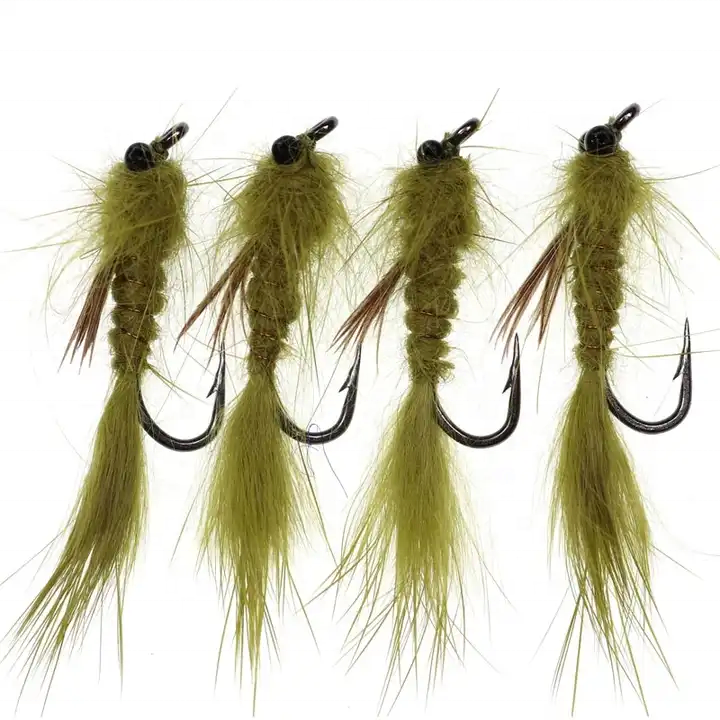 Wholesale Olive #10 Chain Head Vivid Dragon Fly Nymph Streamer Lure Trout Fly Fishing Tackle Bait Fishing Flies