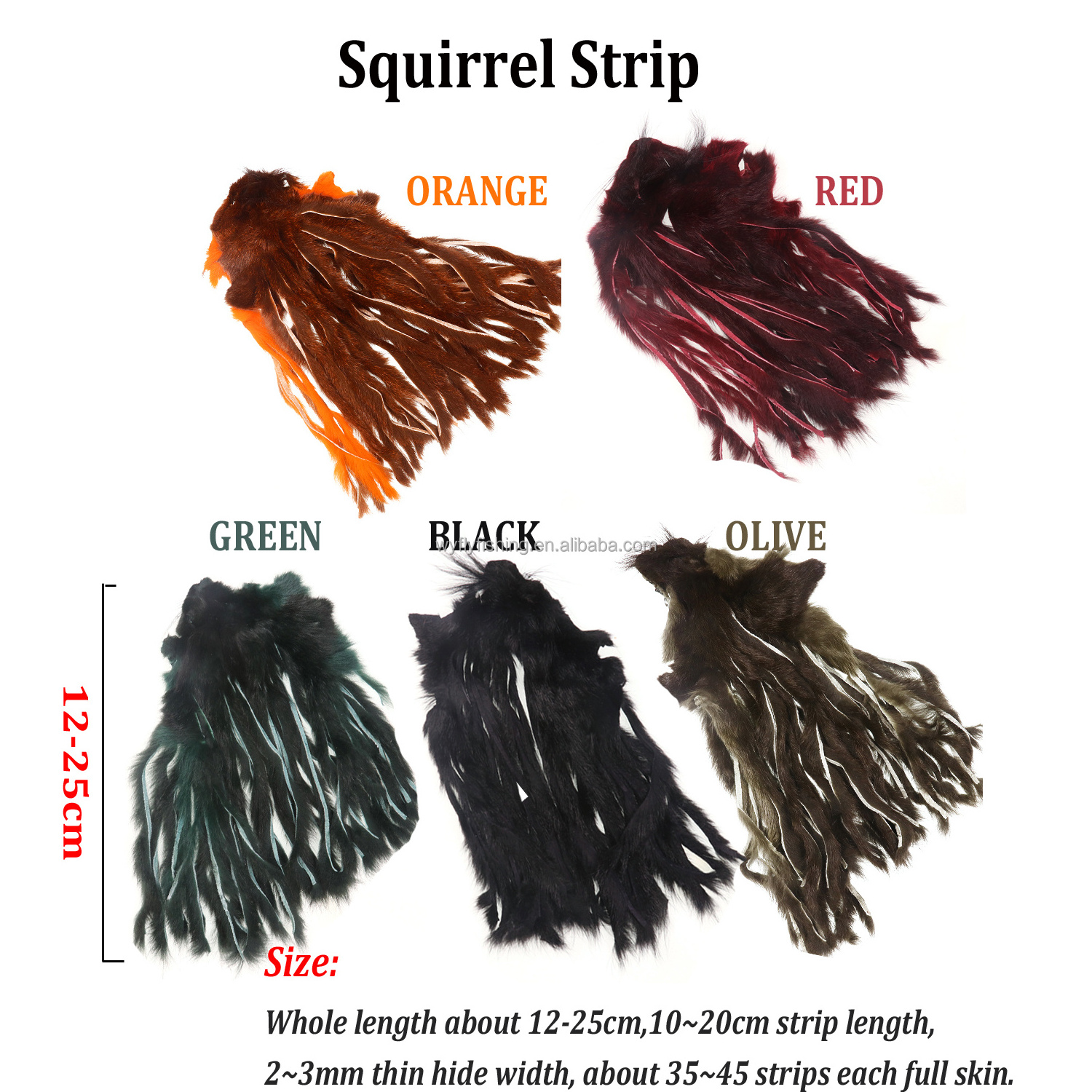 Fly Fishing Squirrel Fur Whole Squirrel Skin Natural Thick Hair Zonker Strip Nymphs Lure Dubbing Fly Tying Materials