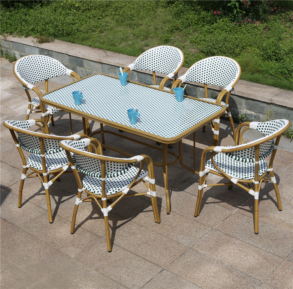 Outdoor Furniture Aluminum Frame Coloured aluminium woven rattan dining outdoor chairs