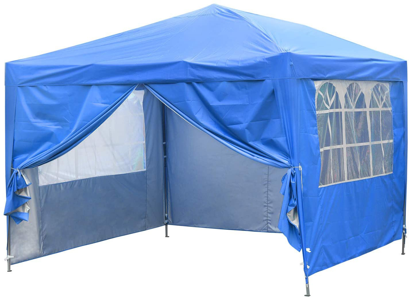 folding Shelter Canopy 10' x 10'ft with side walls,with 4 Removable Sidewalls Blue gazebo