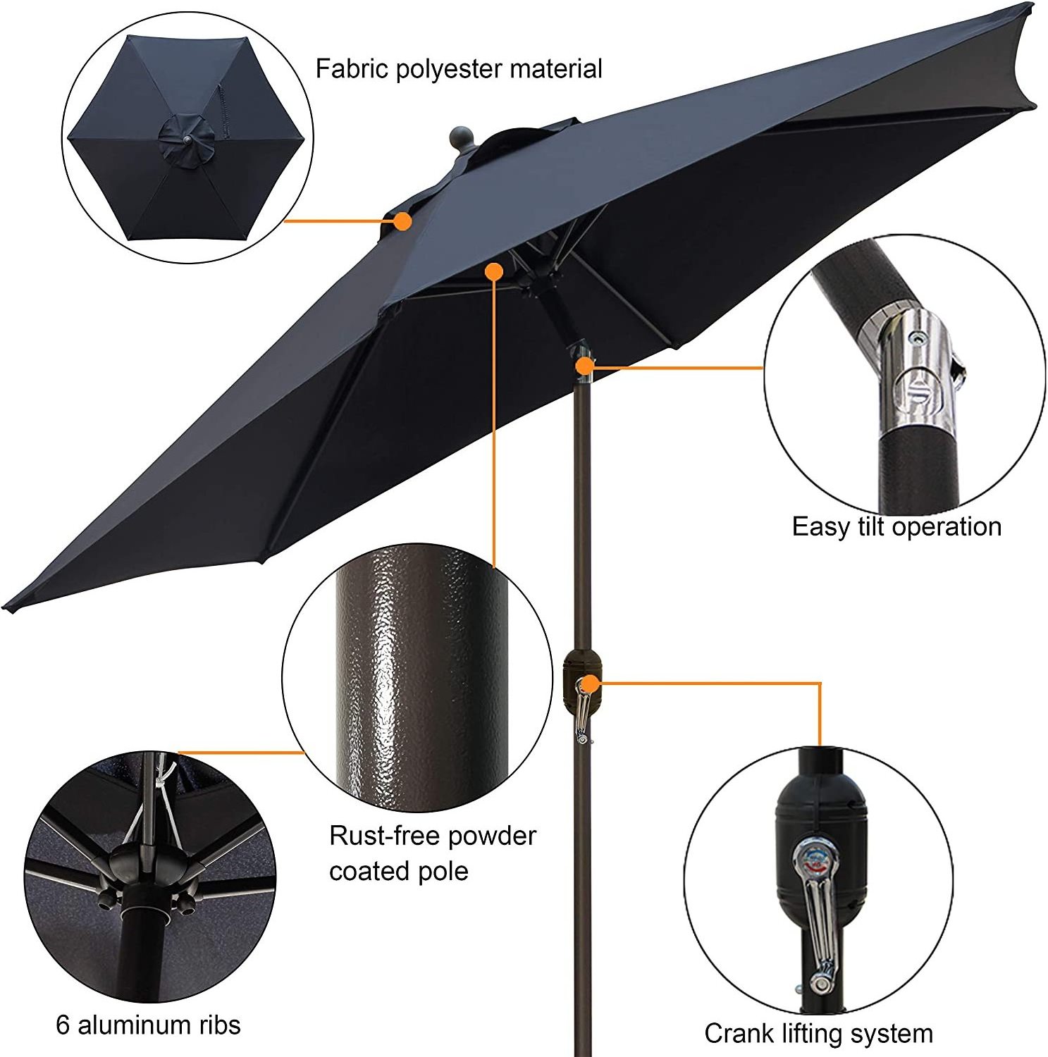 Outdoor Sunshade  Integrated Sand Anchor Tilt Aluminum Pole Portable Sun Protection Wind Resistant Beach Umbrella