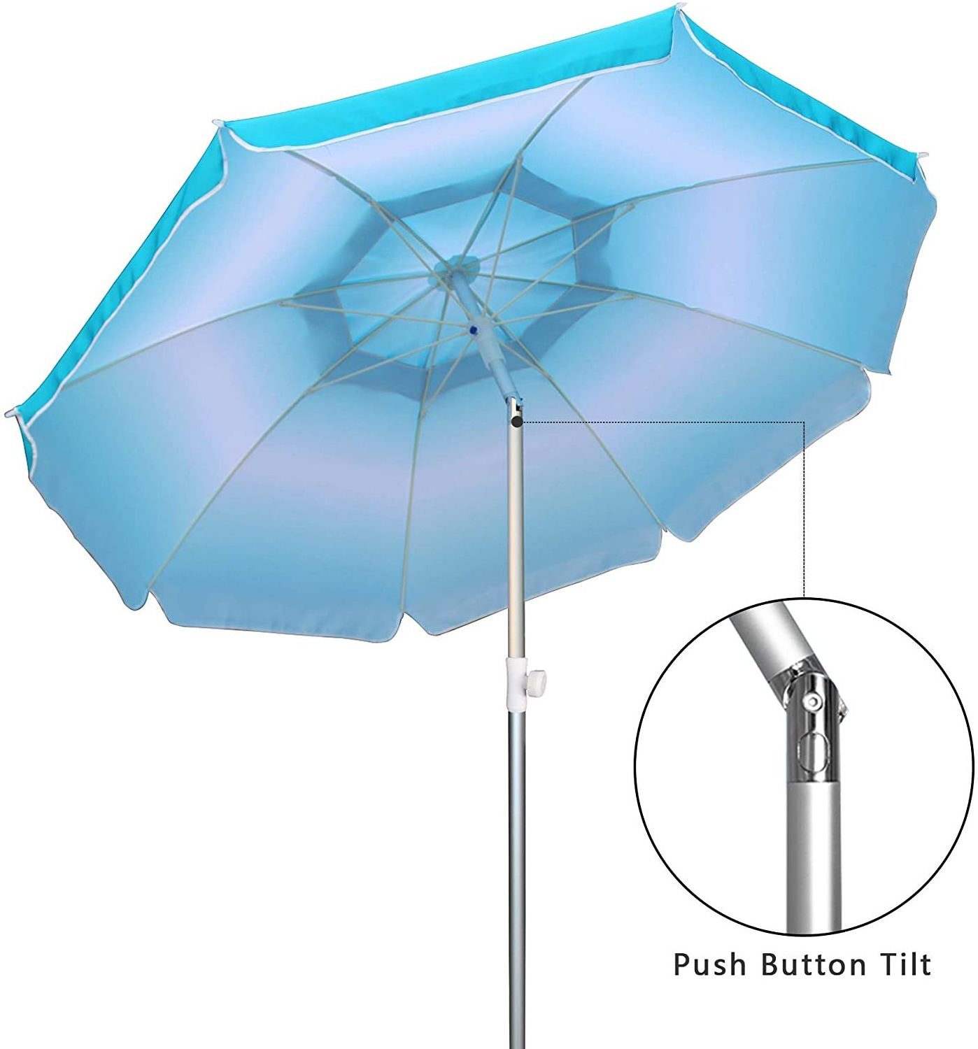 9ft Patio Aluminum Umbrella Outdoor with Push Button Tilt and Crank for Beach,Garden,Backyard,Pool,8 Sturdy Ribs