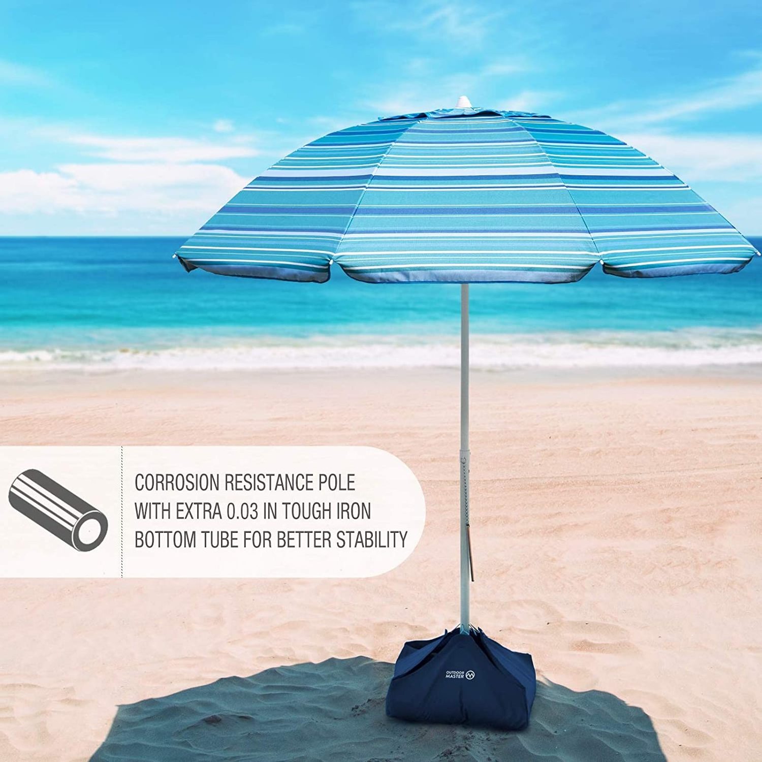 outdoor Beach  Heavy Duty Windproof Tilt with Sand Anchor & Sand Bags umbrella