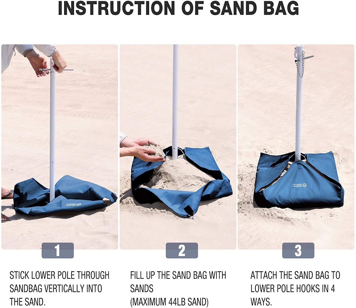 outdoor Beach  Heavy Duty Windproof Tilt with Sand Anchor & Sand Bags umbrella