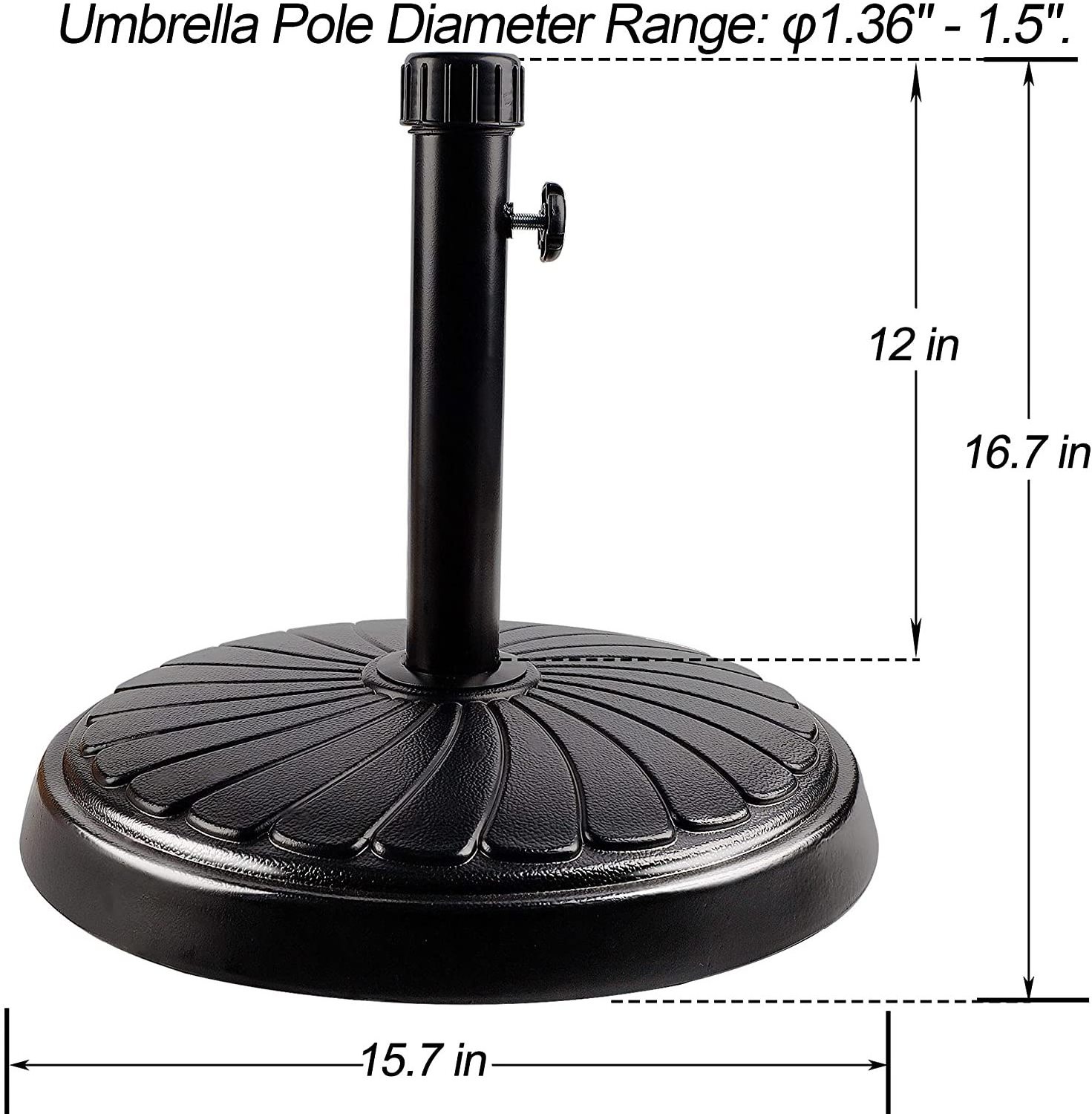 Fillable Patio Umbrella Base Stand, Umbrella Stand Round Base, Water & Sand Filled Parasol Base