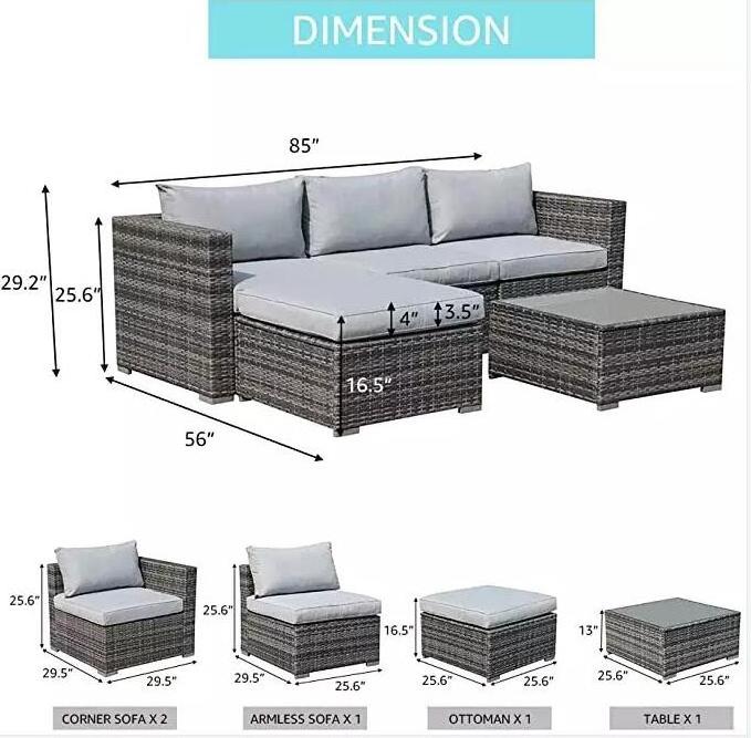 hot sale Cushion Outdoor Patio Leisure Rattan  Garden Furniture set wicker sofa