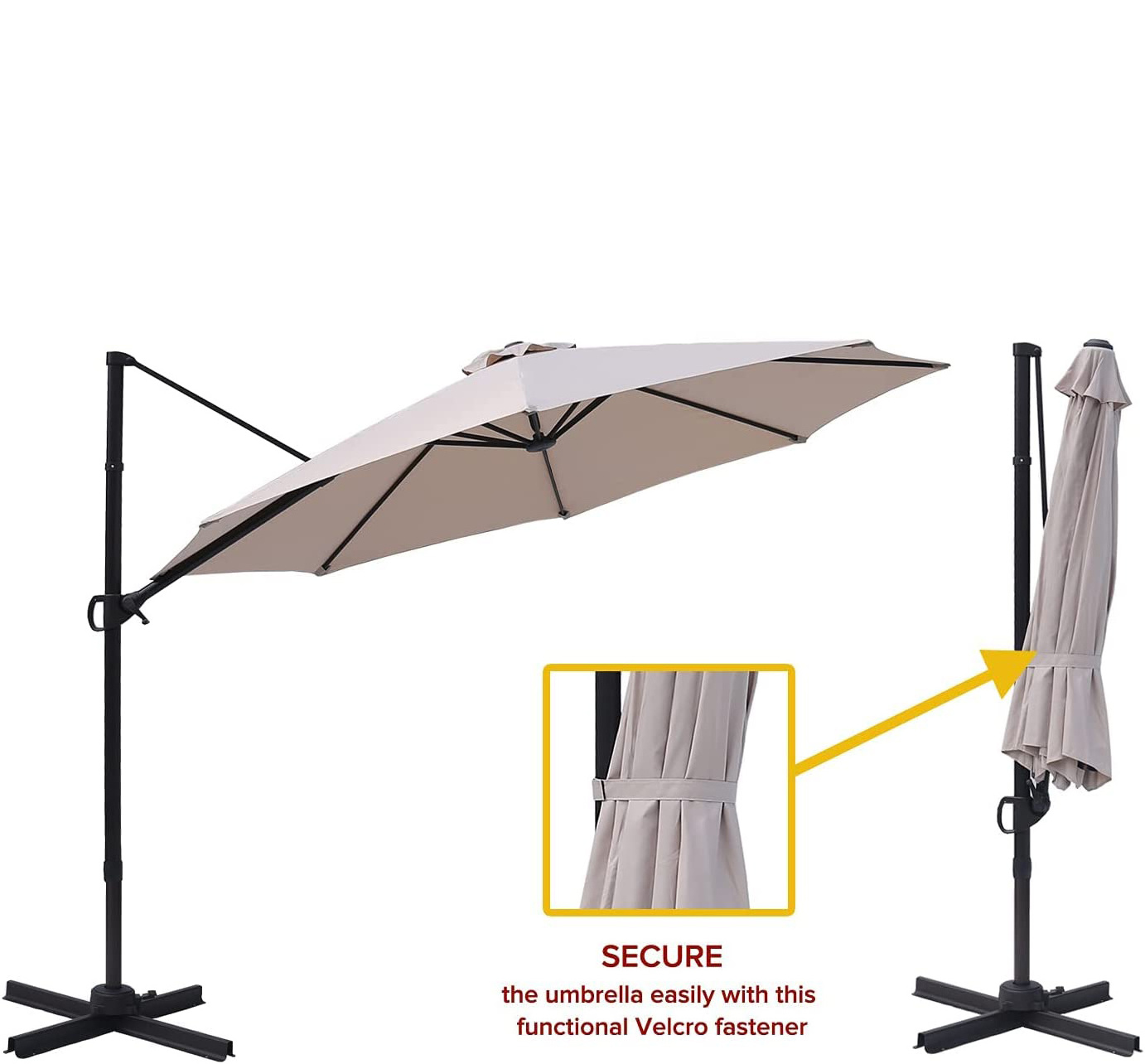 10 ft Cantilever  Outdoor Patio Umbrella with Base Stand Rotate and Tilt Mini Roma parasol garden patio aluminum