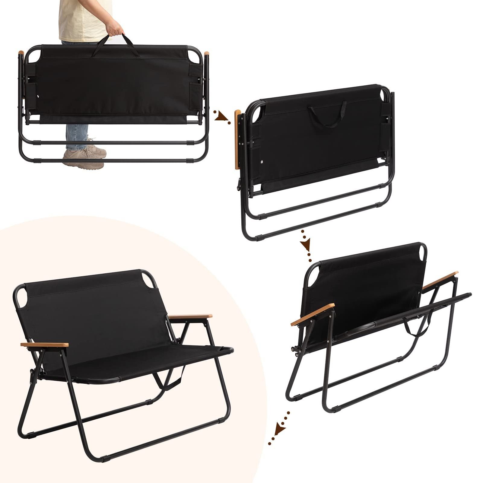 Portable Double Seats Folding Beach Chair With Hanging Handel For Camping And Travelling chair