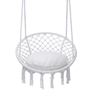 Hammock Chair Macrame Swing Chair, Max 330 Lbs,  Indoo0r and Outdoor Use Hanging Chair Cotton Rope Hammock Chair Swing